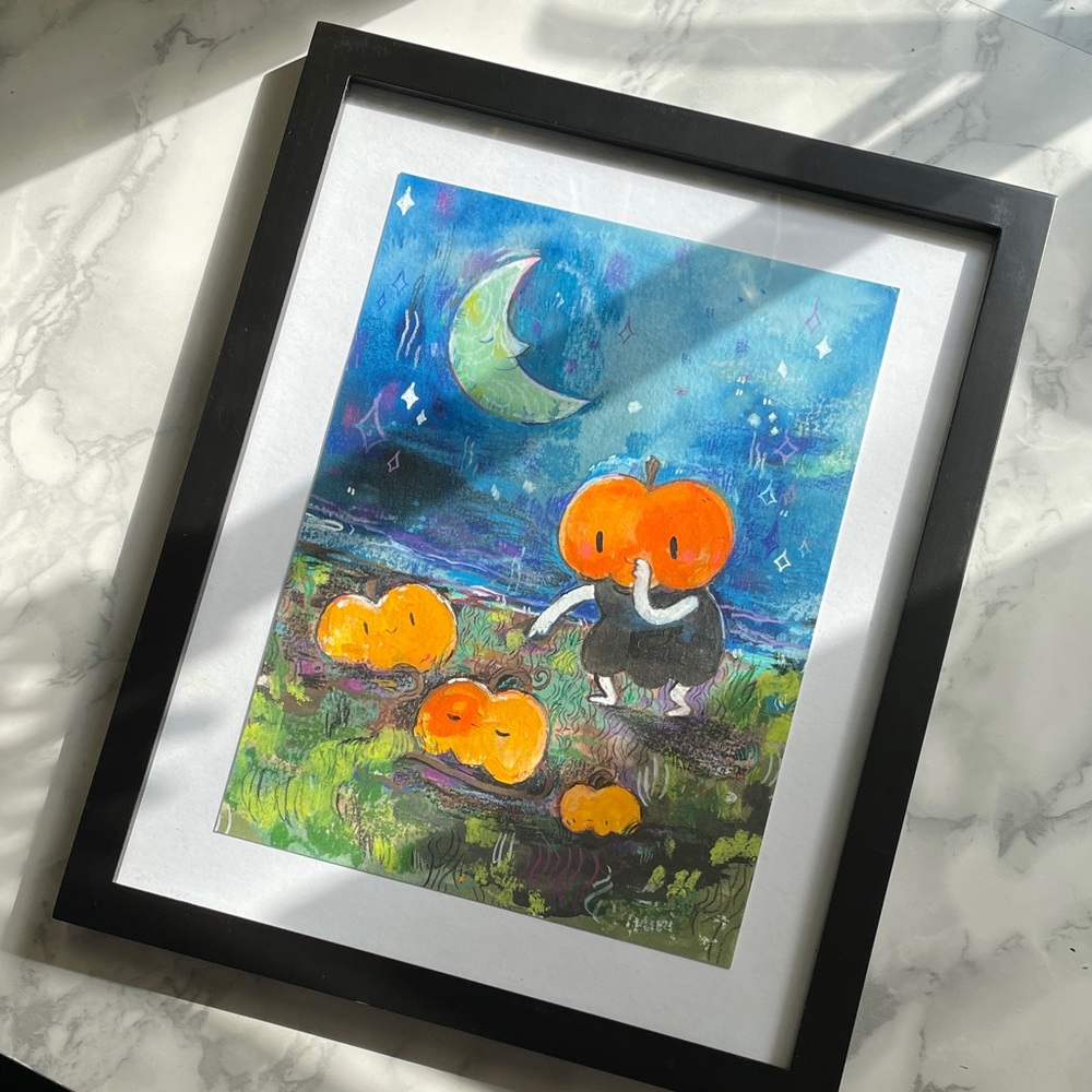 Original artwork  - FRAMED - Kobocha at the pumpkin patch